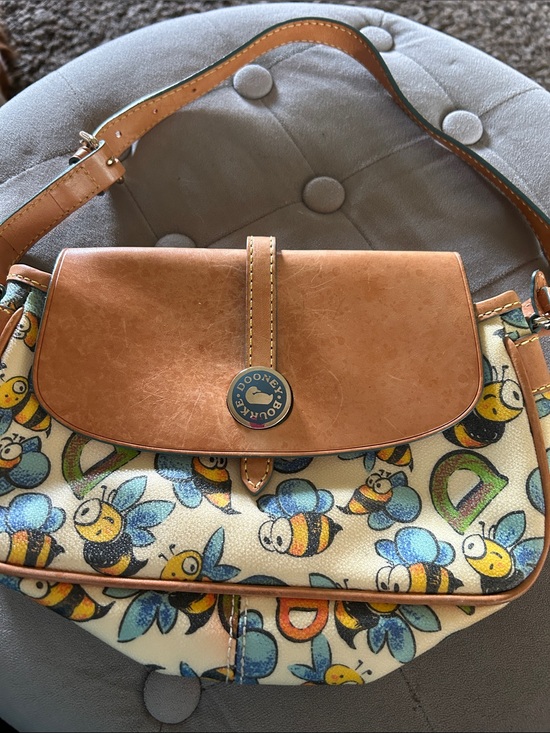 Dooney & Bourke Handbags - Dooney & Bourke Tan Leather-Trim Bee Print Shoulder Bag